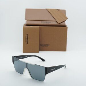 Burberry BE4291 40496G Shield Sunglasses - White/Black/Grey Mirror